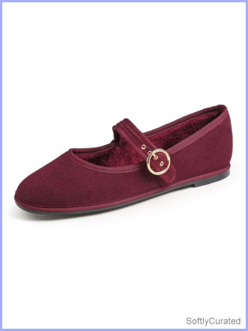 Women's Corduroy Fur Lined Mary Jane Flats Memory Foam Comfort Round Toe Shoes